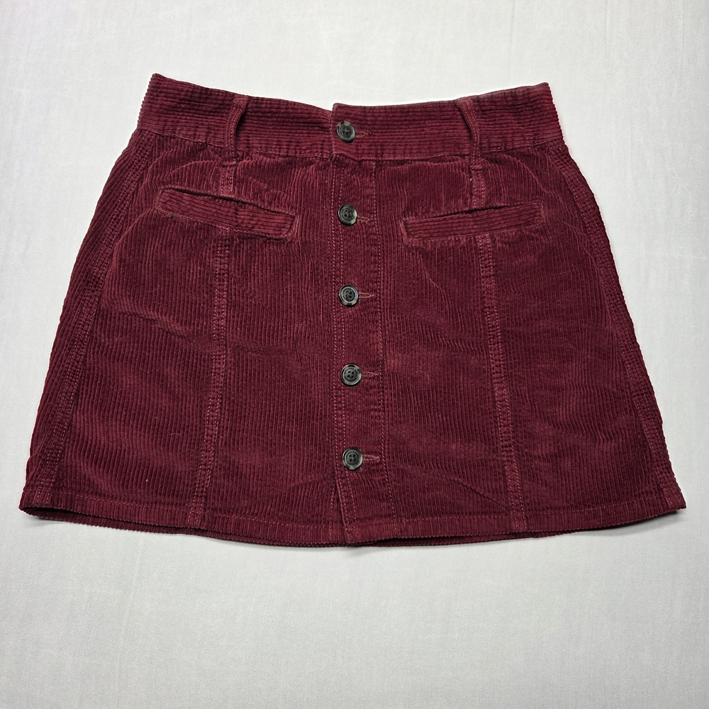 American Eagle Burgundy Corduroy Hi-Rise A-Line Skirt Size-4